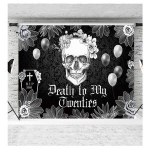 Death to My Twenties Backdrop, 8 x 6,for 30th Birthday